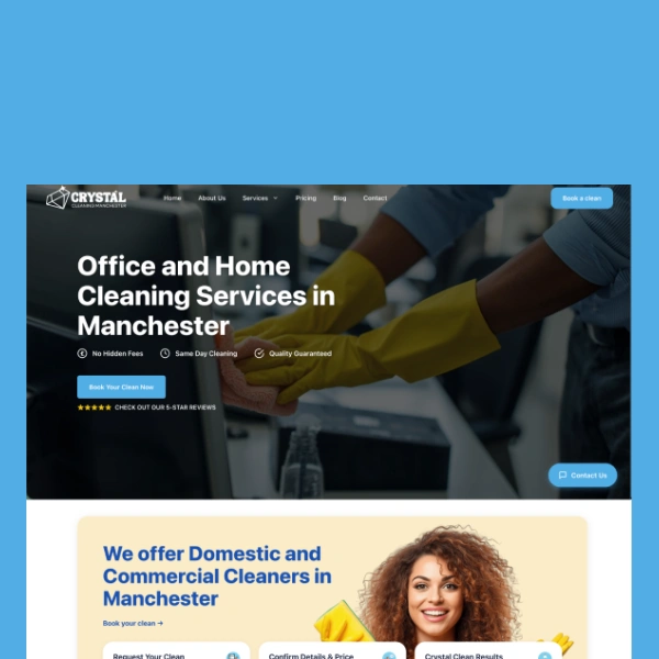 Cleaning company website design Manchester