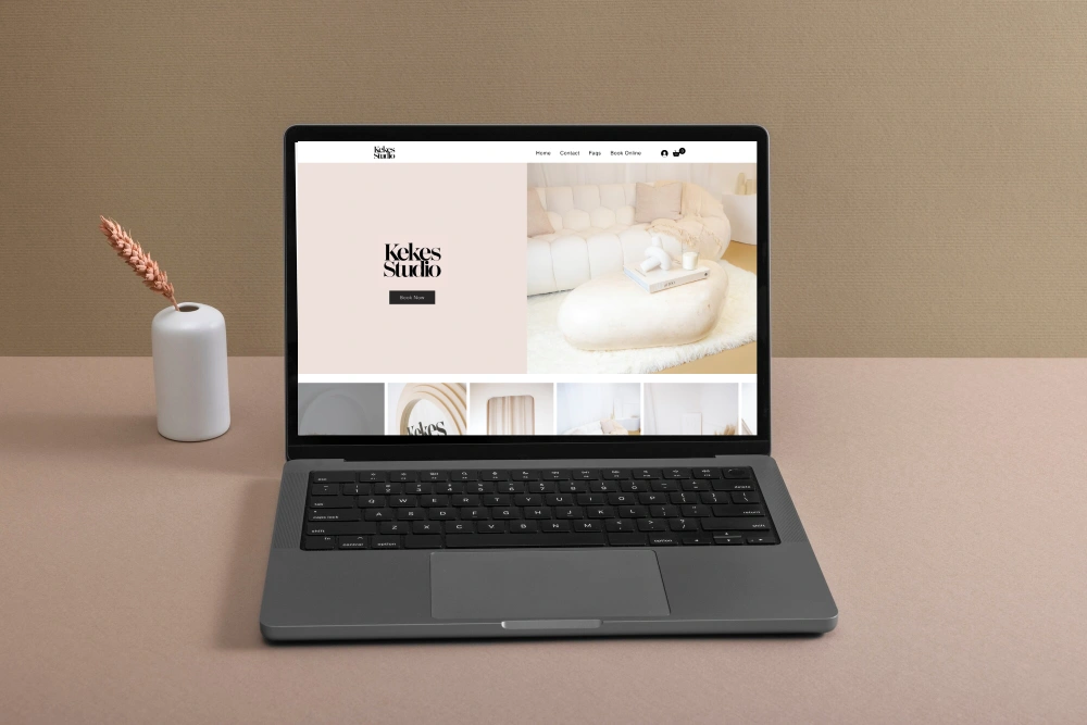 Kekes Studio Website on laptop mockup