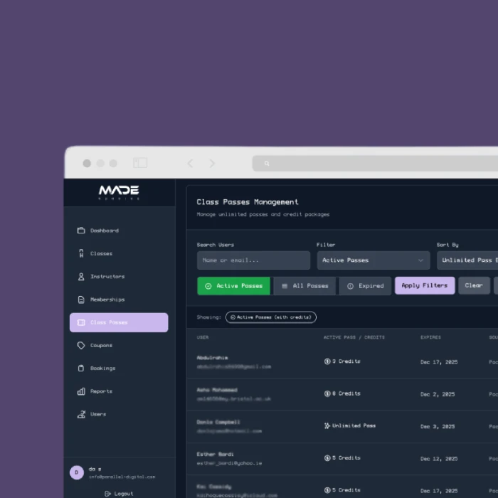 Custom dashboard for Made Running