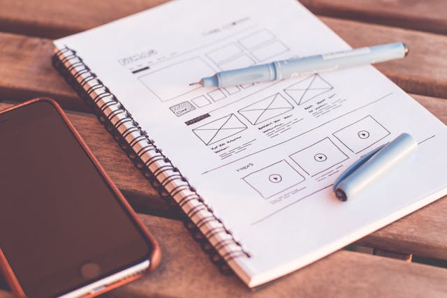 Custom Web Design Wireframe Drawing with Mobile